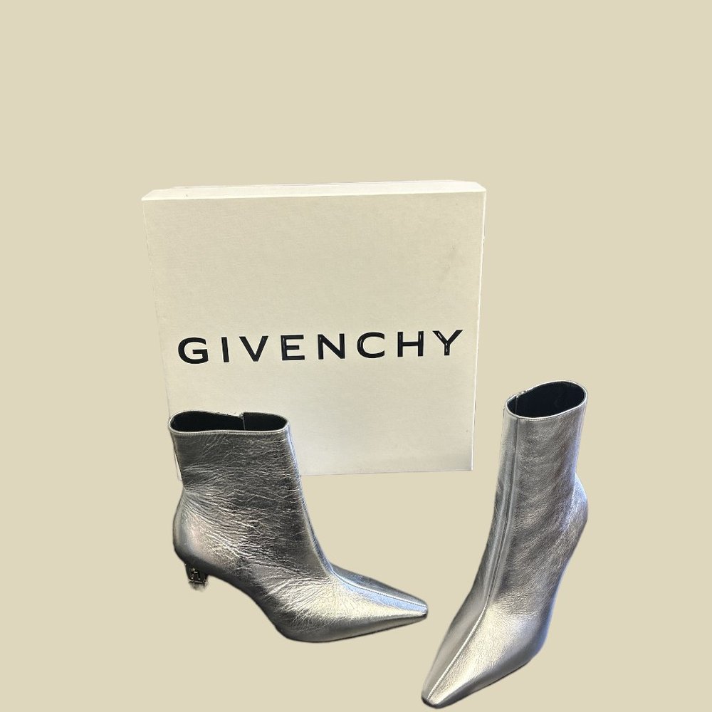 Givenchy High Heel Ankle Boots Silver and Leather